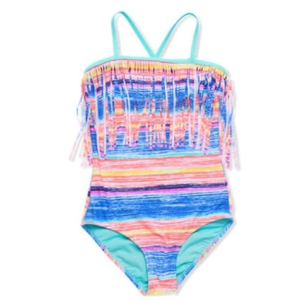 ❤️ 🆕 Gossip Girl's Neon Lights Fringe One-Piece Swimsuit size 7